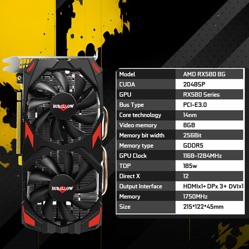 SURALLOW RX588 (RX580 8G) Graphics Card Type DDR5 Large Video Memory H