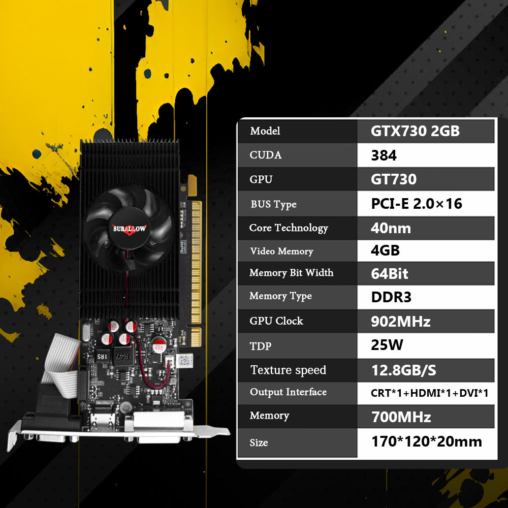 SURALLOW GT 730 2G Desktop Graphics Card Home Office Working Video Card